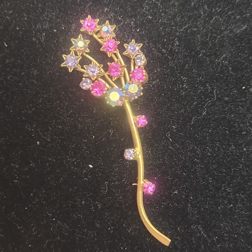 Vintage Austria Pink Purple Blue Starburst Bouquet Brooch